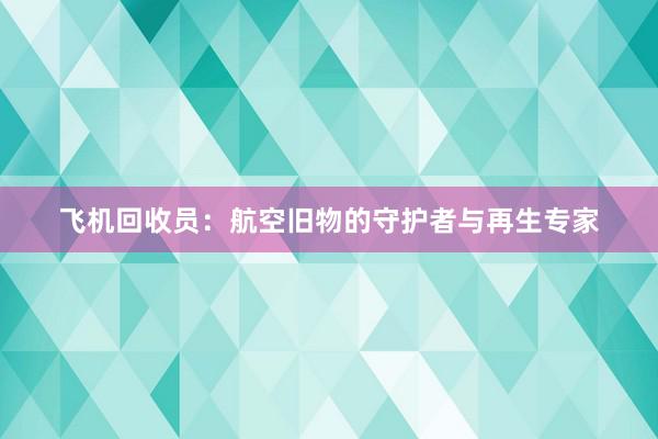 飞机回收员：航空旧物的守护者与再生专家